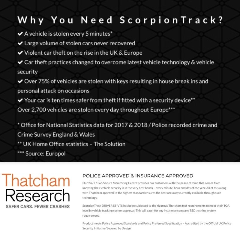 Scorpion S7 GPS Tracker + F70 Dash Cam - Trackershop